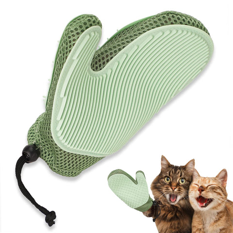 Mollypaws 2-in-1 Pet Grooming Glove – Dog & Cat Hair Remover Mitt for Shedding.